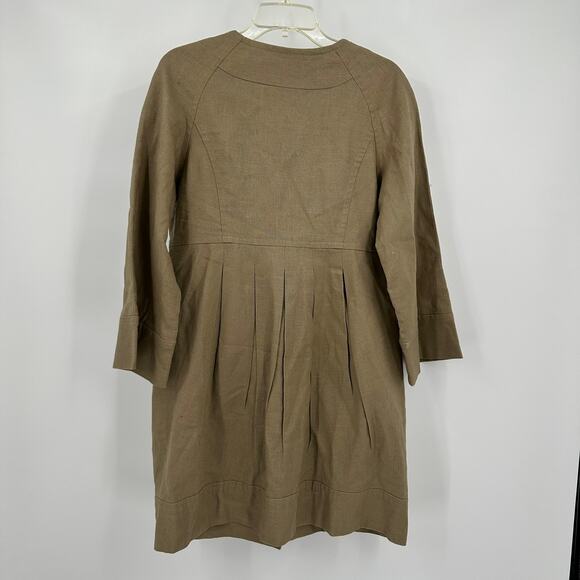 Live A Little Womens Linen Blend Coat Size M Beige Mid Length Scandi Minimalist - Picture 2 of 7